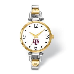 LogoArt Ladies Texas A&M University Elegant 2-tone Watch